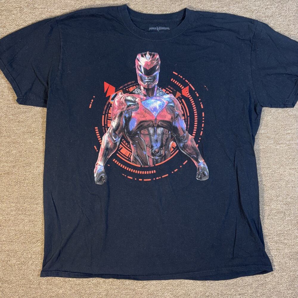 Power Rangers Red Ranger T-shirt 2XL Black 25.5x30